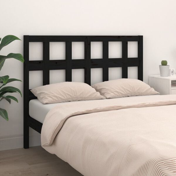 vidaXL Cabecero de cama madera maciza de pino negro 145,5x4x100 cm