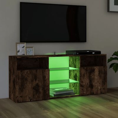 vidaXL Mueble de TV con luces LED roble ahumado 120x30x50 cm