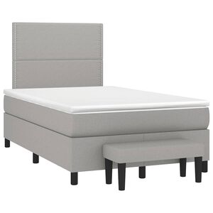 vidaXL Cama box spring con colch&oacute;n tela gris claro 120x190 cm