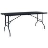 vidaXL Mesa de jard&iacute;n plegable imitaci&oacute;n rat&aacute;n HDPE negro 180x75x72 cm