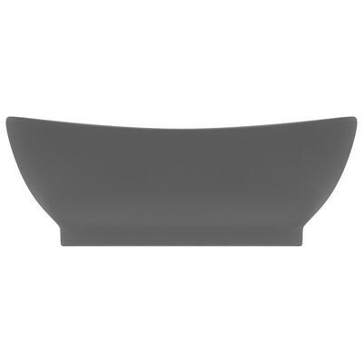 vidaXL Lavabo lujoso con rebosadero cerámica gris oscuro 58,5x39 cm