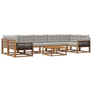 vidaXL Conjunto de sof&aacute;s de exterior 8 pcs Natural y Gris Claro