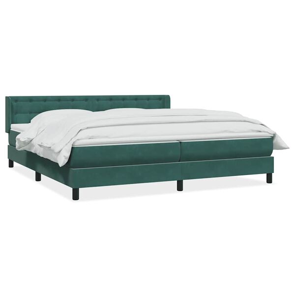 vidaXL Cama box spring con colch&oacute;n terciopelo verde oscuro 200x210 cm