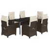 vidaXL Set comedor de jard&iacute;n 7 pzas con cojines rat&aacute;n sint&eacute;tico marr&oacute;n