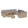 vidaXL Conjunto de sof&aacute;s de jard&iacute;n 13 uds. Beige rat&aacute;n sint&eacute;tico