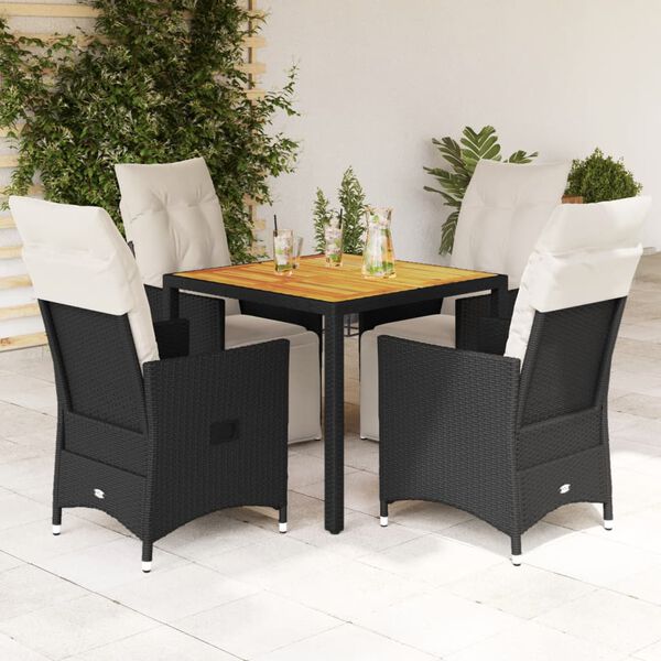 vidaXL Set de muebles jardín 5 pzas con cojines ratán sintético negro