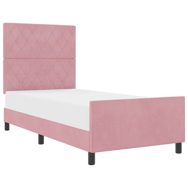 vidaXL Cama tipo Box Spring con cabecera Rosa 100 x 200 cm Terciopelo