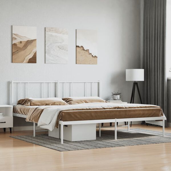 vidaXL Estructura cama sin colchón con cabecero metal blanco 180x200cm