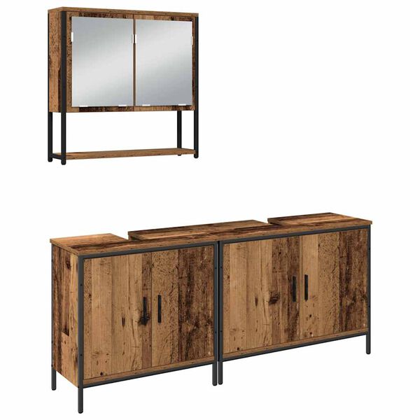 vidaXL Juego de muebles de ba&ntilde;o 3 pcs Marr&oacute;n Madera contrachapada