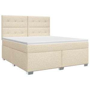 vidaXL Cama box spring con colch&oacute;n Crema 180 x 200 cm Tela