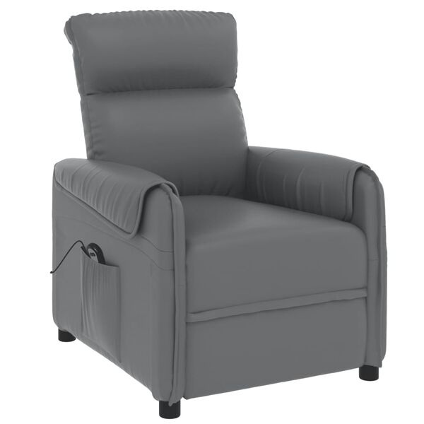 vidaXL Sill&oacute;n reclinable el&eacute;ctrico de cuero sint&eacute;tico gris