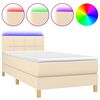vidaXL Cama box spring con colch&oacute;n y LED tela crema 90x190 cm