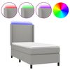 vidaXL Cama box spring colch&oacute;n y luces LED tela gris claro 100x200 cm