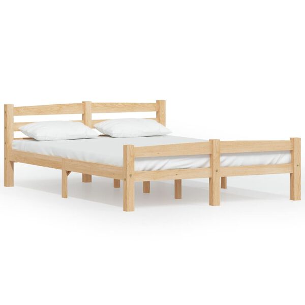 vidaXL Estructura de cama sin colch&oacute;n madera maciza de pino 140x200 cm