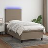 vidaXL Cama box spring colch&oacute;n y luces LED tela gris taupe 100x200 cm