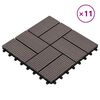 vidaXL Tile de Decking 11 pcs Marr&oacute;n Oscuro 30 x 30 cm WPC