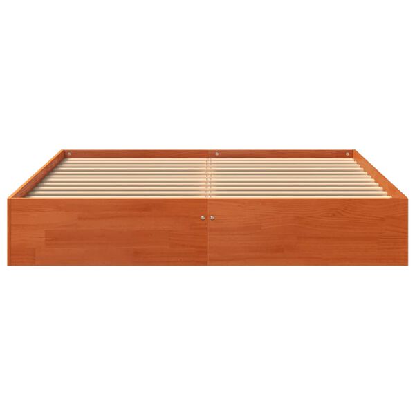 vidaXL Cama sin colch&oacute;n madera maciza de pino marr&oacute;n cera 120x200 cm