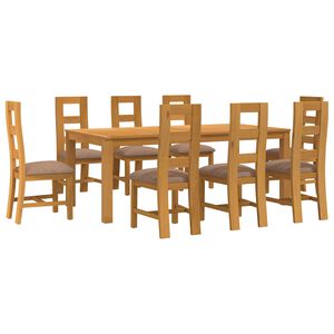 vidaXL Conjunto de comedor 9 uds. Gris Madera de Roble S&oacute;lido