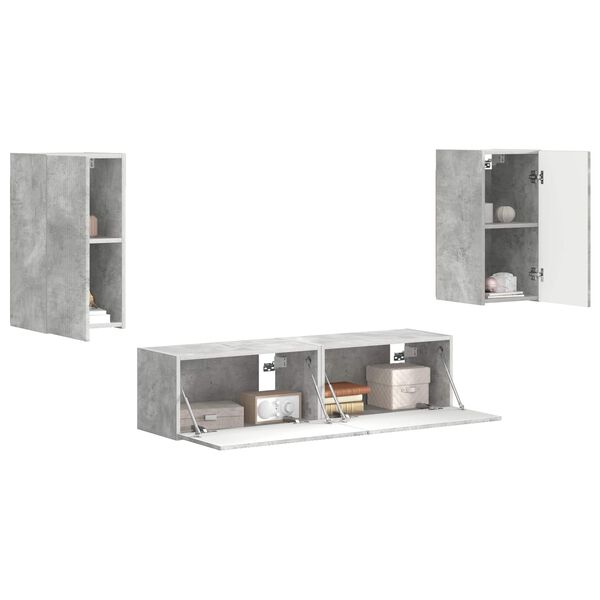 vidaXL Conjunto de mueble de TV 4 pcs Gris Concreto
