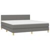 vidaXL Cama box spring con colch&oacute;n y LED tela gris oscuro 160x200 cm