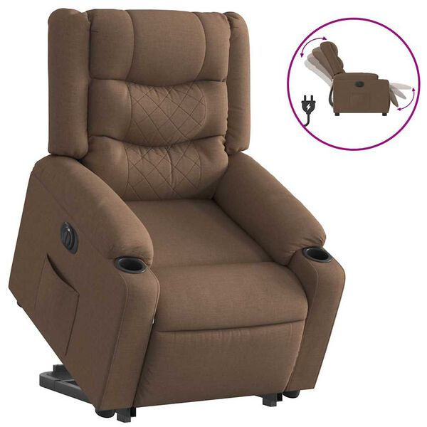 vidaXL Sillón eléctrico reclinable elevable de tela marrón