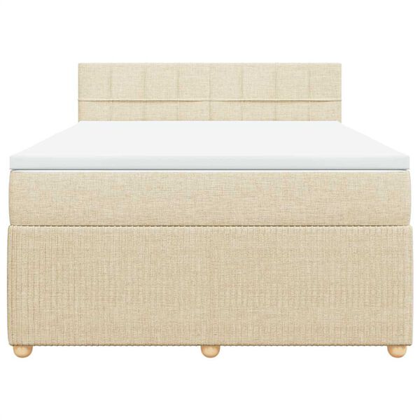 vidaXL Cama box spring con colch&oacute;n tela color crema 140x200 cm