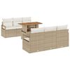 vidaXL Conjunto de sof&aacute; de jard&iacute;n 7 uds. Beige Polirat&aacute;n