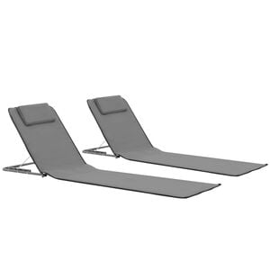 vidaXL Estera de playa plegable 2 unidades acero y tela gris