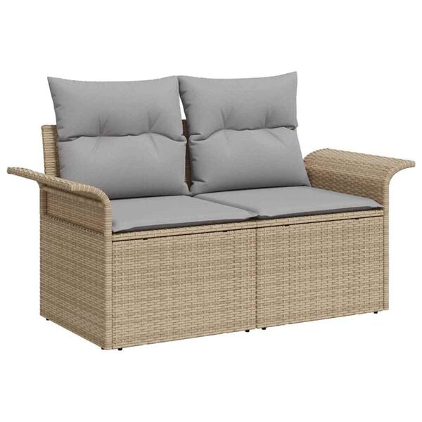 vidaXL Conjunto de sof&aacute; de jard&iacute;n 7 pcs Beige rat&aacute;n sint&eacute;tico