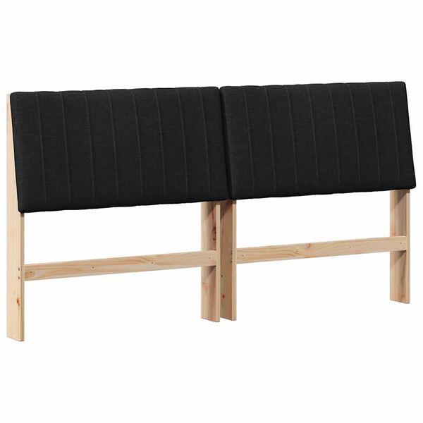 vidaXL Cabecero tapizado Negro 200 cm Madera de pino macizo