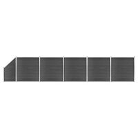 vidaXL JSet de paneles de valla WPC negro 965x(105-186) cm