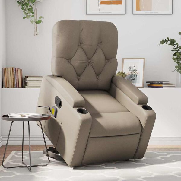 vidaXL Sill&oacute;n reclinable masaje pie cuero artificial color capuchino