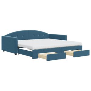 vidaXL Sof&aacute; cama nido con cajones terciopelo azul 100x200 cm