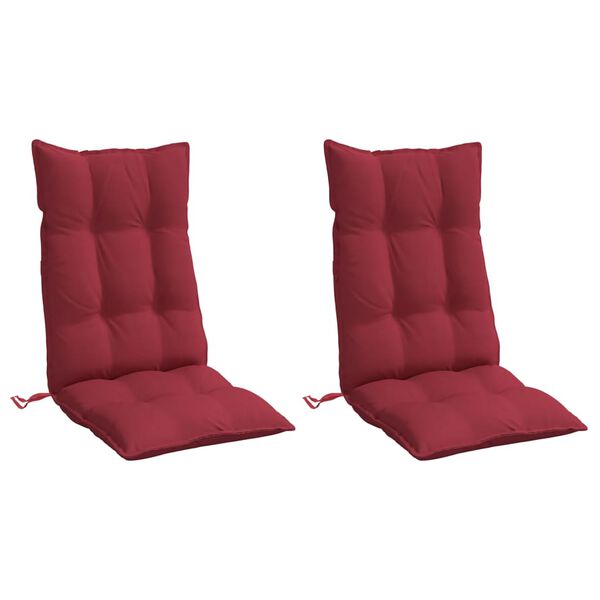 vidaXL Cojines de silla con respaldo alto 2 uds tela Oxford rojo tinto