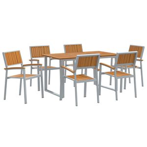 vidaXL Conjunto de Comedor de Jard&iacute;n 7 uds. Gris