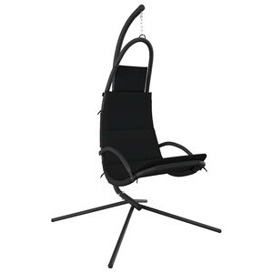 vidaXL Silla colgante de jard&iacute;n con coj&iacute;n acero y tela Oxford negro