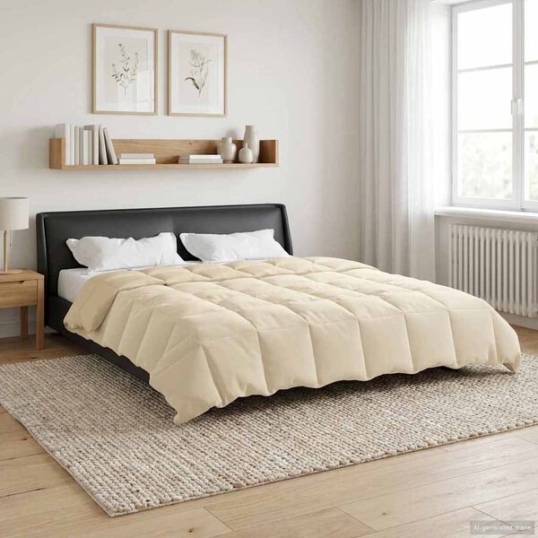 vidaXL Edred&oacute;n de Todo el A&ntilde;o Acolchado Crema 200 x 200 cm Microfibra