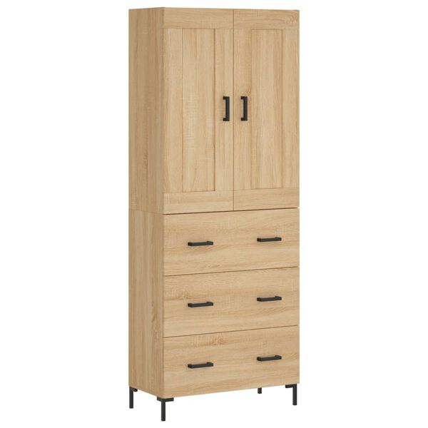 vidaXL Aparador alto madera contrachapada color roble 69,5x34x180 cm