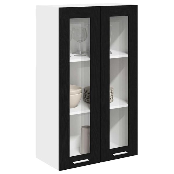 vidaXL Mueble colgante con puerta Riga Roble Negro 60 x 31 x 100 cm