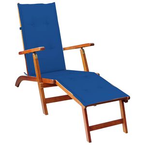 vidaXL Tumbona de jard&iacute;n con reposapi&eacute;s y coj&iacute;n madera maciza acacia