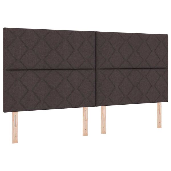 vidaXL Cama Box Spring LED con colch&oacute;n Marr&oacute;n Oscuro 200 x 200 cm tela