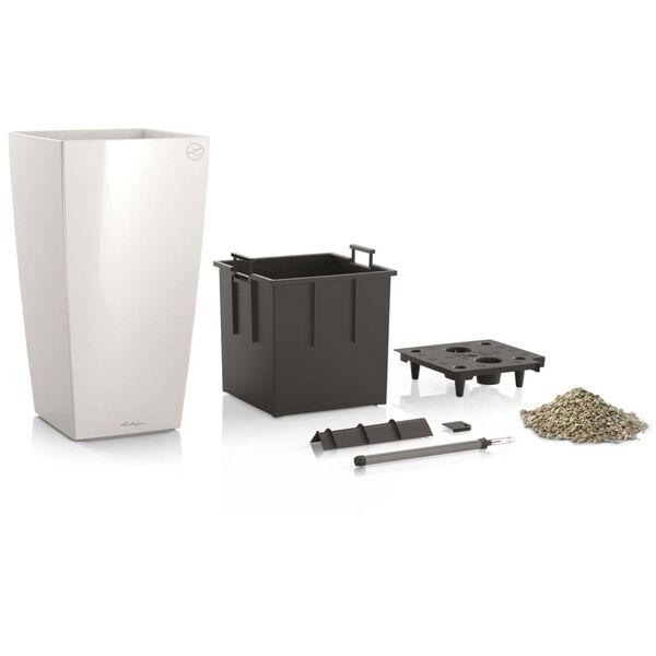 LECHUZA Macetero Cubico 30 ALL-IN-ONE blanco brillante