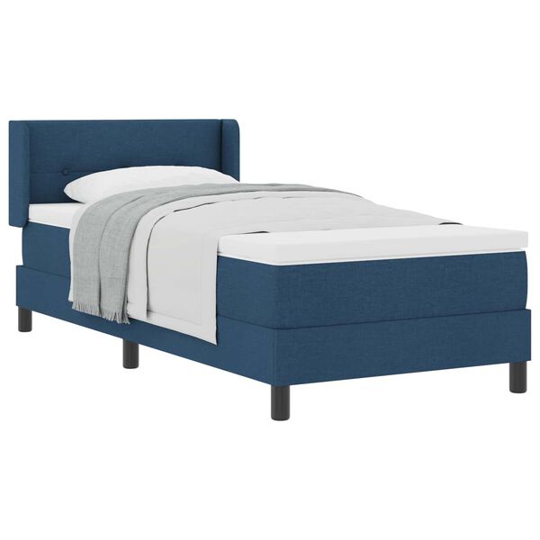 vidaXL Cama tipo Box Spring con colch&oacute;n Azul 200 x 90 cm Poli&eacute;ster