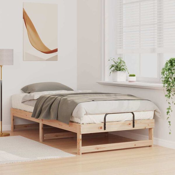 vidaXL Estructura de cama Marrón 75 x 190 cm Madera de pino macizo
