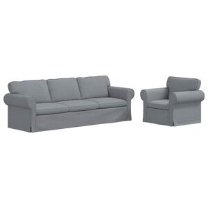 vidaXL Juego de Sof&aacute; 2 uds. Gris Claro tela