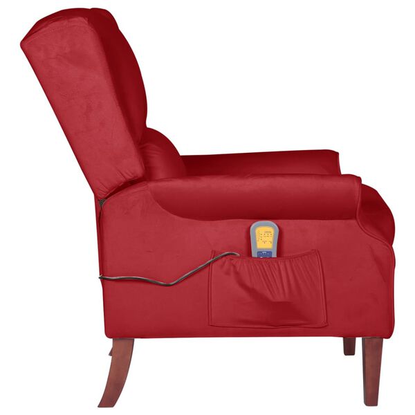 vidaXL Sillón de masaje reclinable de terciopelo vino tinto