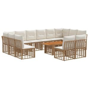 vidaXL Conjunto de sof&aacute;s de jard&iacute;n 13 uds. Natural y Crema