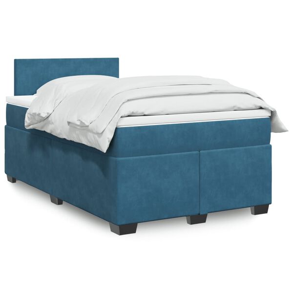 vidaXL Cama box spring con colch&oacute;n terciopelo azul oscuro 120x190 cm