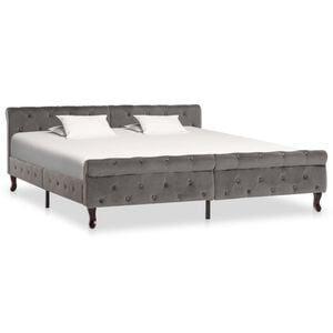 vidaXL Estructura de cama sin colch&oacute;n terciopelo gris 180x200 cm