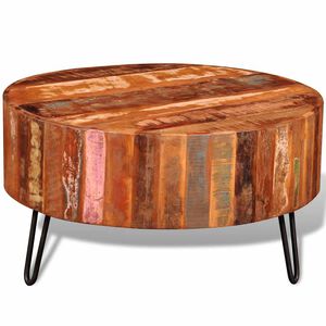 vidaXL Mesa de centro redonda madera maciza reciclada